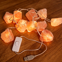 Lampes en sel de l'Himalaya sculptées, lumières féériques, batterie USB, câble USB de 2,0 m (78 pouces), décoration de Noël Feng Shui