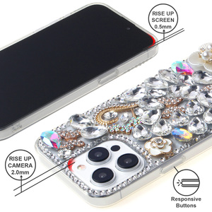 เคสโทรศัพท์มือถือลายผีเสื้อวิบวับ น่ารัก หรูหรา ประดับเพชร คริสตัล กลิตเตอร์ กันกระแทก - Product Image 6