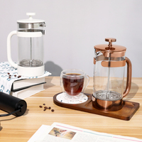 Cafetière manuelle portable en acier inoxydable, presse française, filtre à double paroi résistant à la chaleur, infuseur à thé en verre avec couvercle