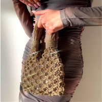 Sac de soirée en cristal personnalisé pour les fêtes, mini portefeuille en macramé orné de strass, sac à main de mariage enchanteur