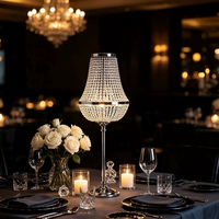 Lustre de mariage LED à piles, nouveau support en cristal doré, centre de table lumineux rechargeable pour décorations de mariage