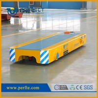 Chariot de transfert électrique motorisé sur rail basse tension, robuste, sur mesure pour atelier sidérurgique