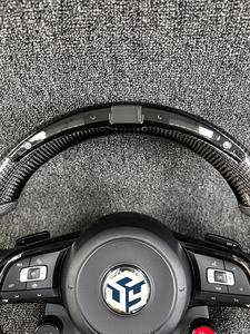 Volant en cuir semi-perforé avec bouton de démarrage, en fibre de carbone et LED pour VW Volkswagen <span class=keywords><strong>Golf</strong></span> R 6 7 7.5 <span class=keywords><strong>8</strong></span> MK8 MK7 8R Gti <span class=keywords><strong>Gtd</strong></span> - Product Image 5