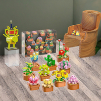 Ensemble de plantes en pot en blocs de construction, 10 mini décorations de fleurs, de succulentes et de cactus en briques, cadeau botanique à assembler soi-même pour la maison, le bureau ou la table