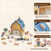 Jouet d'étable en bois pour trier et assortir les animaux de la ferme pour les tout-petits, ensemble de jeu éducatif Montessori avec fermier et tracteur