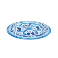 Assiettes rondes en mélamine à motifs bleus et blancs élégants et vintage pour la location de mariage et les fêtes