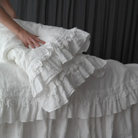 Ensemble de literie de drap-housse de taille de motif personnalisable à volants adapté au mariage à la maison