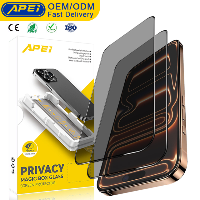 2 Pack Privacy Tempered Glass Screen Protector for iPhone 17/16/15 ProMax for Samsung Magic Box Easy Install Protetor De Celular