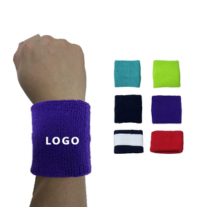 Wholesale Custom Embroidered Elastic Athletic Terry Cloth Cotton Basketball Tennis Sports Wristbands Sweatband Set
