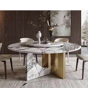 Tavolo da Pranzo Rotante Quadrato Personalizzabile in Marmo <span class=keywords><strong>Lilla</strong></span> Tostone, Ecologico e Durevole, per Casa e Hotel - Product Image 1