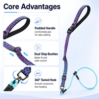 Laisse de dressage intégrée pour chien en nylon avec corde amortissante et doubles boucles de fixation – OEM/ODM disponibles
