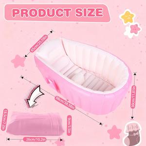 Baignoire gonflable rose pour bébé, pliable et portable, avec pompe, pour nouveau-nés de 0 à 6 mois - Product Image 2