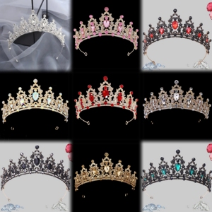 Mũ miện pha lê đính đá màu sang trọng, giá gốc nhà máy, bán chạy, dành cho cuộc thi sắc đẹp, vương miện nữ hoàng, băng đô pha lê hình giọt nước - Product Image 4