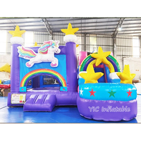 Château gonflable licorne pour enfants avec piscine et toboggan, location commerciale pour fêtes