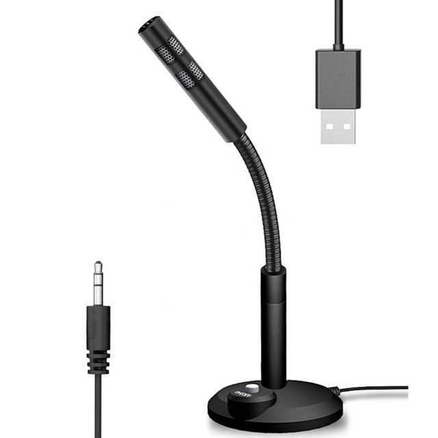 Professional 3.5mm USB Desktop Condenser Microphone Metal Voice Recording for PC Gaming & Conference Use