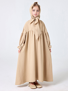 Ramadan Moyen-Orient Musulman <span class=keywords><strong>Abaya</strong></span> <span class=keywords><strong>Fille</strong></span> Robe À Capuche Robe Avec Couleur Unie À Capuche Manchette Conception Bouton Robe Kebaya Robe - Product Image 2