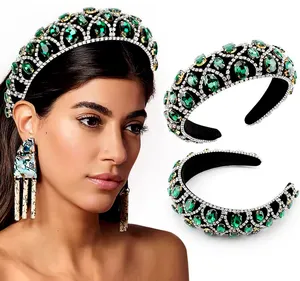 Grand bandeau Baroque strass cristal large bord bandeau paillettes grand diamant femmes accessoires de tête