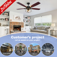 Ventilateur de plafond intelligent 1stshine avec lumière LED, design moderne professionnel, 52 pouces, pales en MDF, télécommande, directement de l'usine