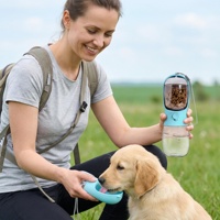 Bouteille d'eau portable 2-en-1 pour chien avec récipient à nourriture, distributeur d'eau de voyage anti-fuite pour animaux de compagnie, gamelle d'eau pour chat sans BPA pour l'extérieur