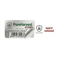 Étiquettes de sécurité PET VOID rectangulaires découpées sur mesure, argent mat, anti-transfert, pour pots et bouteilles alimentaires