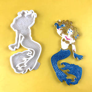 Moules de coulée en résine faits à la main pour bricolage ornements décoratifs Ins Style Silicone bricolage sirène sous-verre moule 7271 - Product Image 1