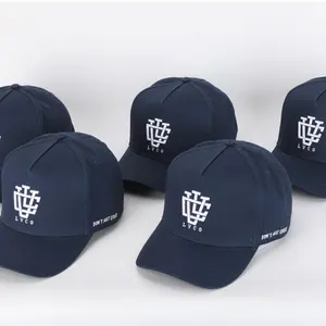 Berretti da Baseball blu Navy cappellini da Baseball personalizzati di prima qualità A 5 pannelli con cornice A scatto