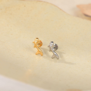 Boucles d'oreilles en titane G23 16G, <span class=keywords><strong>double</strong></span> CZ, forme de poisson, à dos plat, pour <span class=keywords><strong>piercing</strong></span> d'<span class=keywords><strong>oreille</strong></span>, labret, hélix, <span class=keywords><strong>tragus</strong></span>, bijoux de fête - Product Image 5