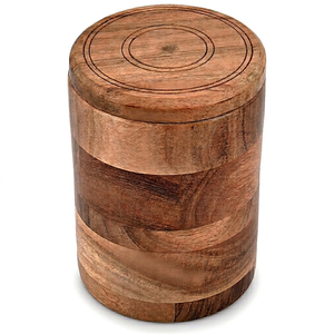 Recipiente Redondo de Madera de Acacia con Tapa de Clip, Diseño Artesanal Ecológico para Galletas, Café, Harina, Azúcar, Arroz - 4.5" X 4.5" X 6" - Product Image 1