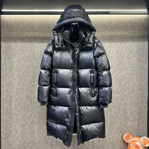 Automne et hiver nouvelle <span class=keywords><strong>doudoune</strong></span> hommes <span class=keywords><strong>mi</strong></span>-<span class=keywords><strong>longue</strong></span> couleur unie noir chaud sur le genou manteau d'hiver - Product Image 3