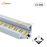 LS-045 anodisé argent Alu 6063 T5 LED profilé en aluminium boîtier d'angle support mural avec service de coupe