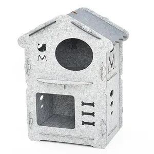 Best Selling Fashion Design Felt 100% RPET Fabric Cat House Comfortable Luxury Pet Felt Villa