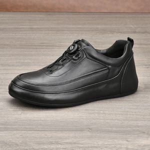 Chaussures bateau en cuir pour hommes, bout rond, couleur unie, respirantes, semelle extérieure en caoutchouc, semelle intermédiaire en EVA, à lacets, pour l'automne, décontractées - Product Image 2