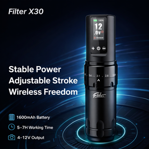 מסנן x30 אלחוטי קעקוע מכונת עט 1 סוללה נוספת 4-12v הוביל תצוגה 2.0-4.2 מ "מ עבור אמני קעקוע מקצועיים - Product Image 1