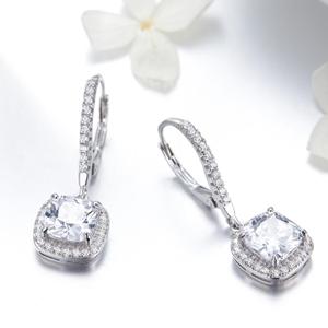 SCE520 Women's Fashion Geometric Stud Earrings 925 <strong>Silver</strong> with Big Square Diamond CZ Stone Zircon Dangle <strong>Ear</strong> <strong>Cuff</strong> Hoop for Girls - Product Image 2