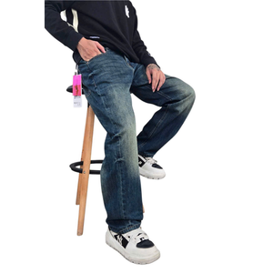 กางเกงยีนส์ระบายอากาศได้ดีปรับแต่งได้สำหรับผู้ชายกางเกงขาตรงแบบลำลองใหม่เอวปานกลางผ้าเดนิมฟอกสีกลางเอวกลางแบบพรีเมียมผลิตในเวียดนาม - Product Image 2