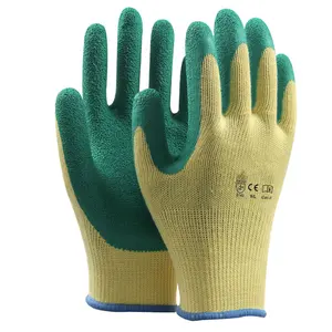 Wholesale 10G Polyester green crinkle latex coated nylon Knitted Winter industrial garden work gloves