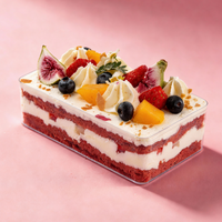 Conteneur en PS transparent en gros pour tiramisu, boîte à tiramisu pour mousse, gâteau et pain, stockage alimentaire, présentoir à gâteaux