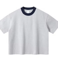 T-shirts courts amples en coton 305 grammes, col contrastant, séchage rapide, antibactériens, impression personnalisée, manches courtes, vente en gros