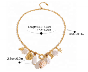 สร้อยคอจี้มุกซีรีส์ New Ocean ดีไซน์เองได้ แฟชั่น DIY  วัสดุสแตนเลสชุบทอง กันน้ำ สำหรับผู้หญิง - Product Image 6
