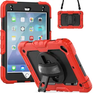 Funda de silicona de Tres capas para tableta con función protectora de Apple para iPad mini 4/5 con soporte giratorio de 360 grados funda para iPad