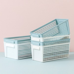 Desktop Storage <b>Basket</b> Rectangle <b>Large</b> Capacity Hollowed Out With Handle For Office Organizer Multi Scene Use - Product Image 1
