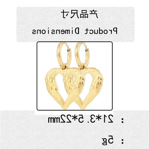 yunnique Heart Shape Gold Hoop <b>Earrings</b> With <b>Wing</b> Design 18K Purity Everyday Wear Dangle <b>Earrings</b> FY190221 - Product Image 2