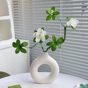 Fleur d'azalée artificielle Qingyu Chronicle, branche unique, fleur en soie blanche, décoration intérieure, ornement de bureau - Product Image 2