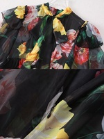 Robe longue en mousseline de soie imprimée à manches courtes élégante de haute qualité OUDINA pour femmes, taille plus