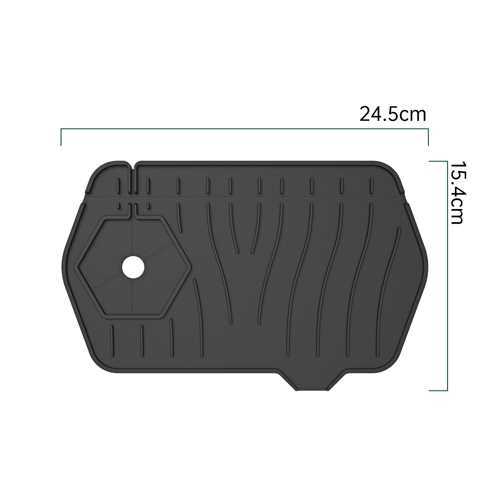 Tapis de robinetterie à bord unique de 24,5 cm, noir