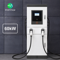Station de recharge rapide DC pour véhicules électriques, nouvelle, 60 kW, CCS GBT NACS, écran LCD 7 pouces, OCPP, large plage de tension intelligente, centre commercial, WrightCharge