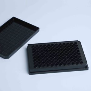 AMA Plaque de culture cellulaire Fournitures de laboratoire Plastique stérile traité TC jetable <span class=keywords><strong>96</strong></span> puits Microplaque à fond plat noir - Product Image 1