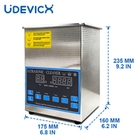Pembersih ultrasonik profesional besi tahan karat 2L dengan Timer pemanas untuk pembersih industri bagian perhiasan Lab