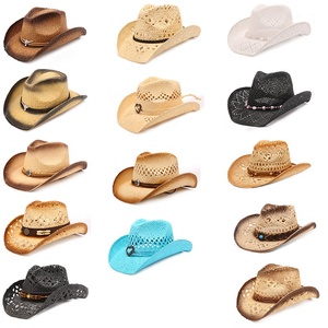 Bán buôn NEW Unisex Texas phong cách rộng vành Womens màu đen cảm thấy da rơm Outback Colombian cao bồi hat Topper với giá rẻ - Product Image 4