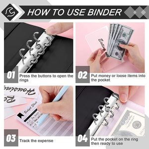 A6 Organizer per pianificatore di Budget rilegato da 6 copertine per raccoglitori ad anelli con 8 tasche per raccoglitori 24 pezzi fogli di bilancio per spese e 8 pezzi 34 adesivi - Product Image 5
